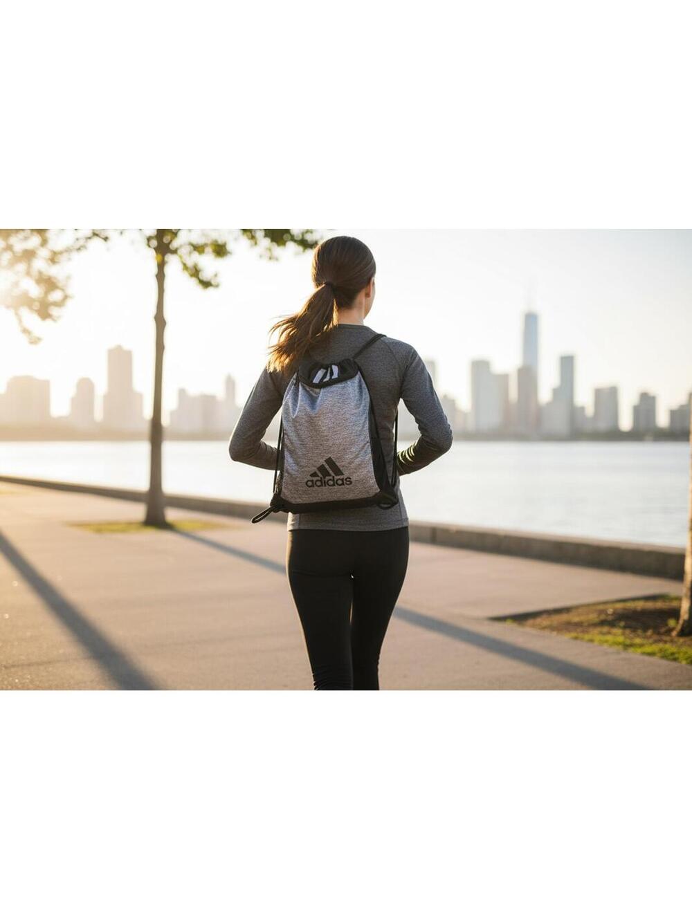 Y2K Adidas Reflective Drawstring Backpack Grey Black